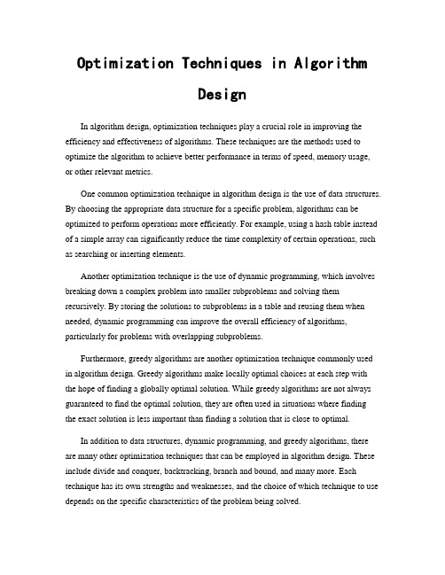 Optimization Techniques in Algorithm Design