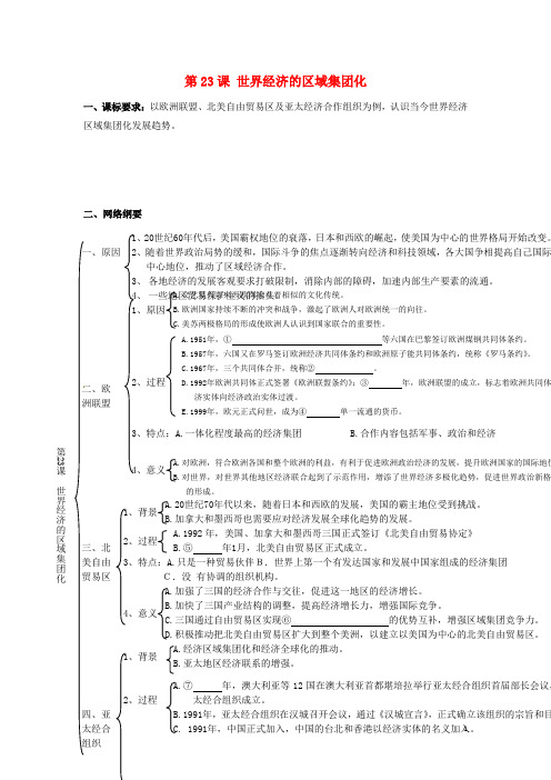 高中历史 第23课 世界经济的区域集团化导学案 新人教版必修2