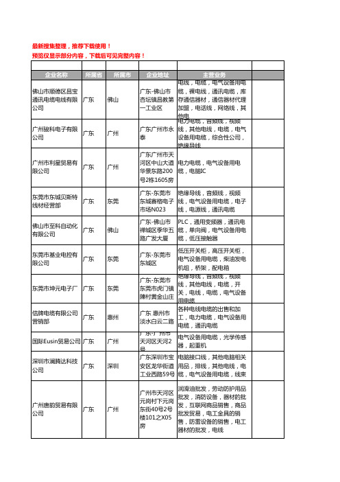 新版广东省电气设备用电缆工商企业公司商家名录名单联系方式大全403家