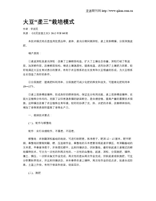 大豆“垄三”栽培模式