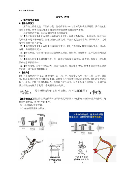 初中物理讲义力学5：弹力