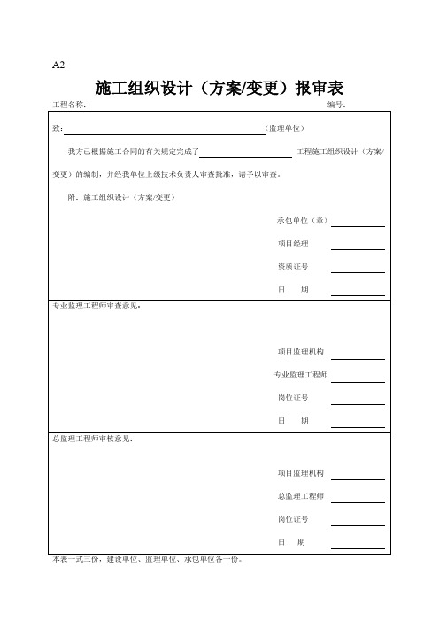 A2施工组织设计(方案变更)报审表