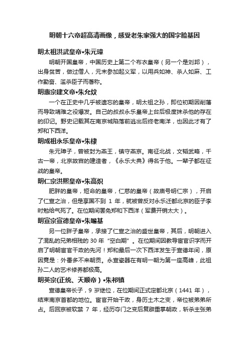 明朝十六帝超高清画像，感受老朱家强大的国字脸基因