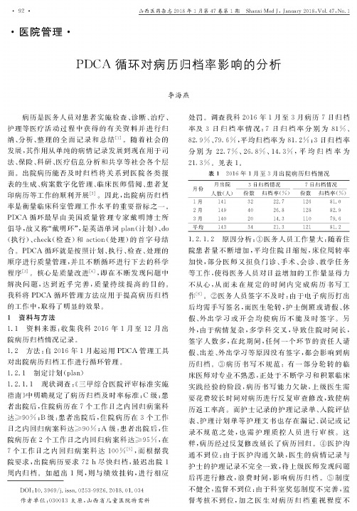 PDCA循环对病历归档率影响的分析