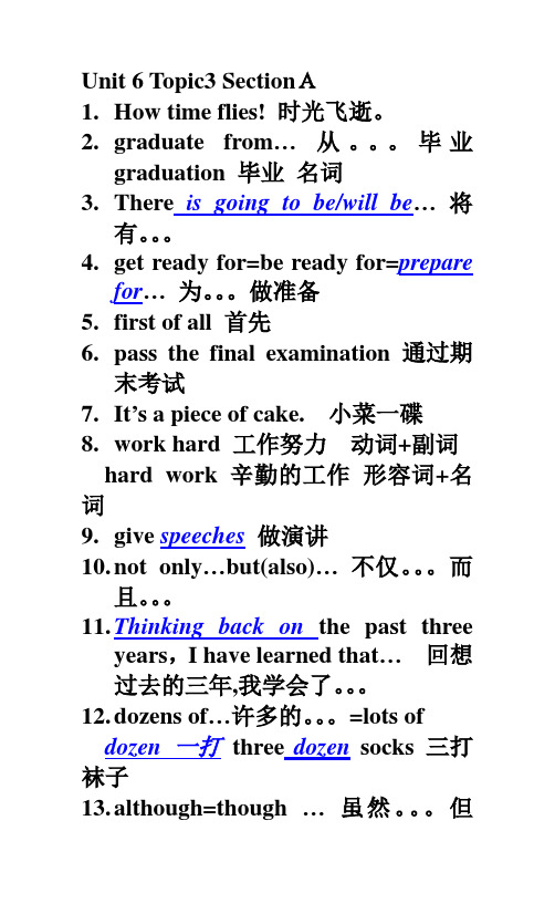仁爱版 九年级 下册 Unit 6 Topic3知识点