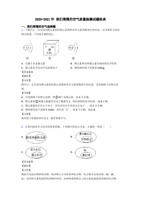 2020-2021年 我们周围的空气质量检测试题经典