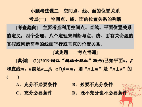 (浙江专用)2020版高考数学大二轮复习专题二小题考法课二空间点、线、面的位置关系课件