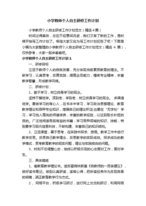 小学教师个人自主研修工作计划范文（精选4篇）