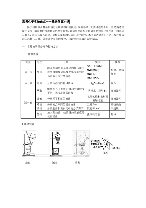 高中化学除杂归纳(精华版)