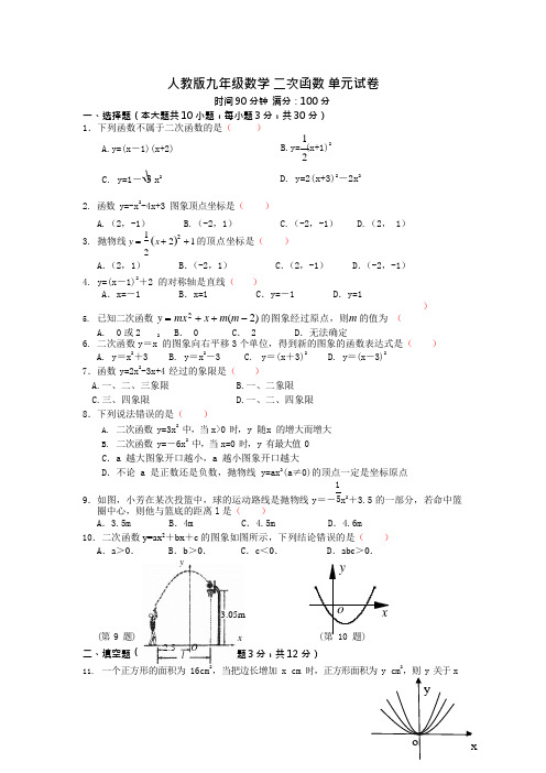 (word完整版)人教版九年级二次函数练习题(含答案),推荐文档