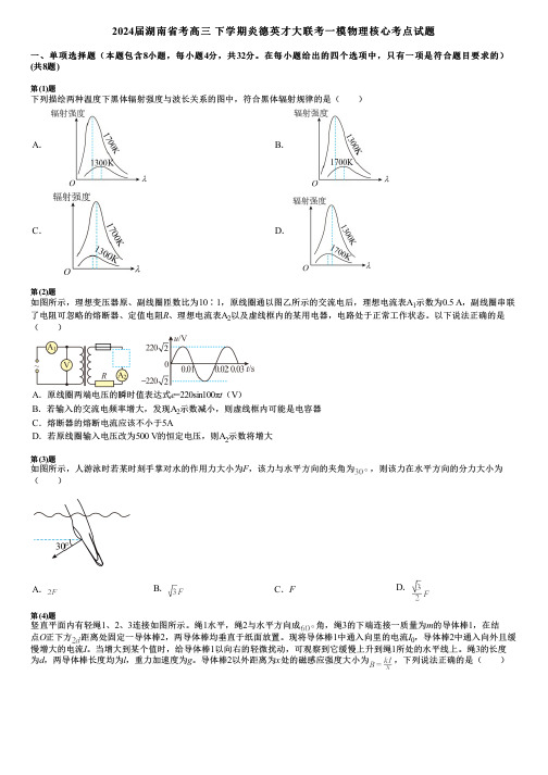 2024届湖南省考高三 下学期炎德英才大联考一模物理核心考点试题