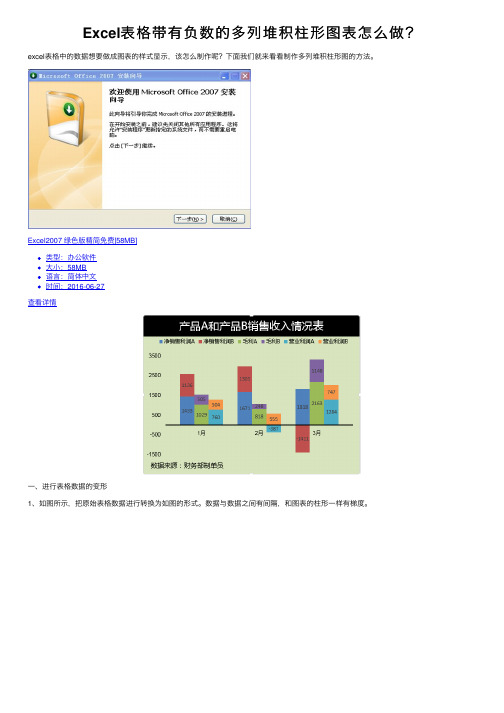 Excel表格带有负数的多列堆积柱形图表怎么做？