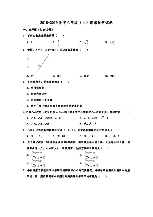 辽宁省沈阳市和平区2018-2019学年八年级(上)期末数学试卷