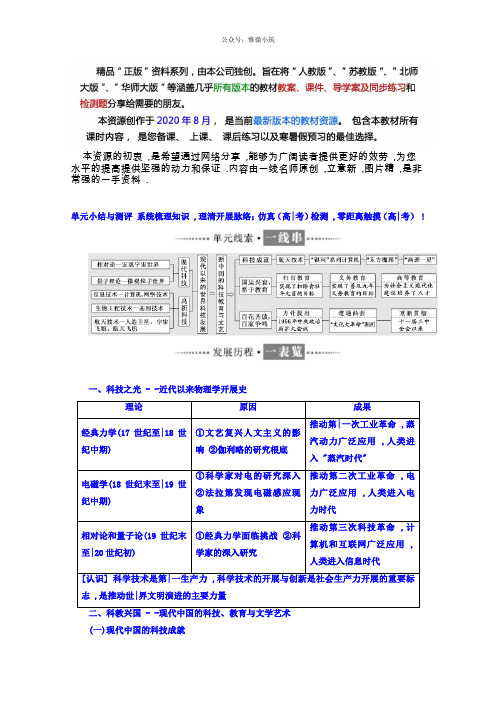 高中历史岳麓版必修3第6单元 单元小结与测评 Word版含答案