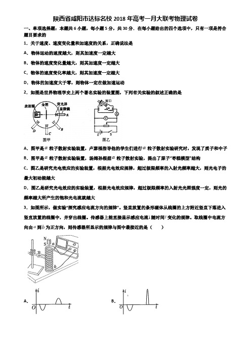 陕西省咸阳市达标名校2018年高考一月大联考物理试卷含解析