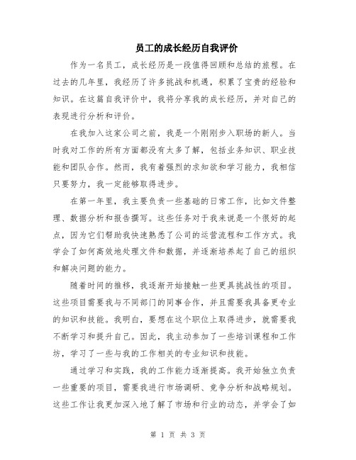 员工的成长经历自我评价