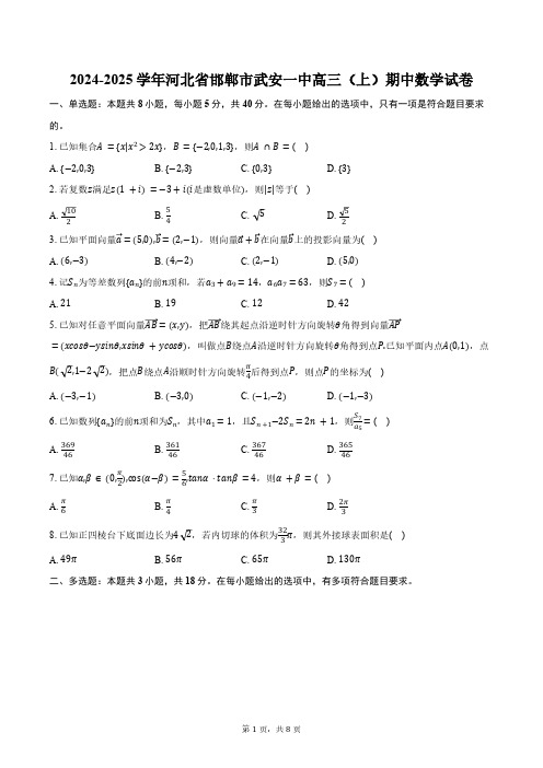 2024-2025学年河北省邯郸市武安一中高三(上)期中数学试卷(含答案)