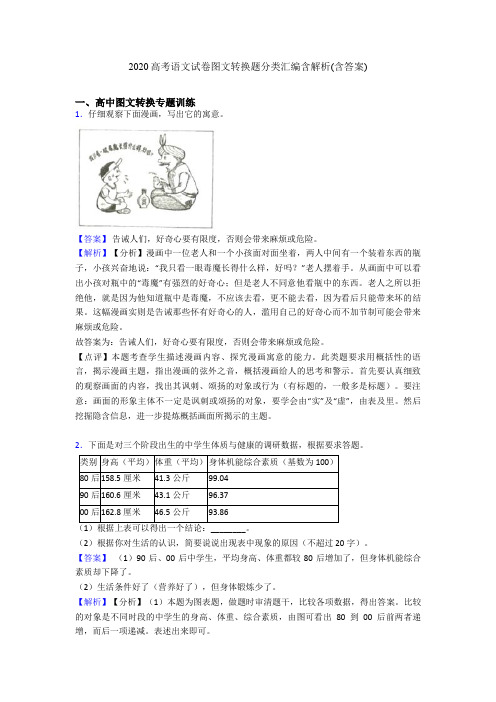 2020高考语文试卷图文转换题分类汇编含解析(含答案)