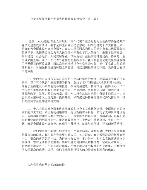 公安系统保持共产党员先进性教育心得体会(共三篇)