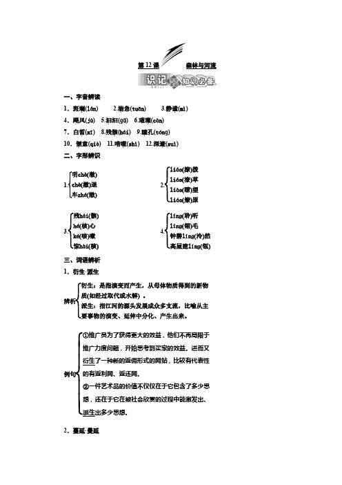 高二语文苏教版选修现代散文选读讲义：第四专题 第12课 森林与河流 Word版含答案