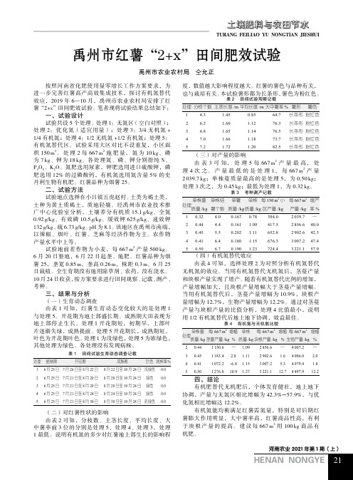 禹州市红薯“2+x”田间肥效试验