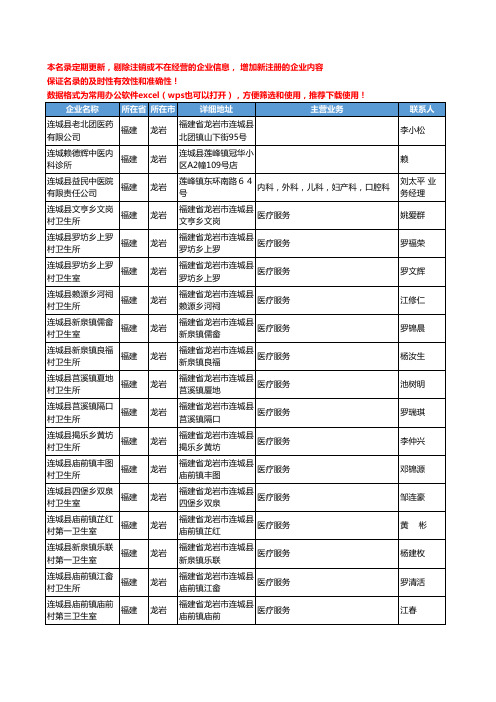 2020新版福建省龙岩医疗服务工商企业公司名录名单黄页联系方式大全732家