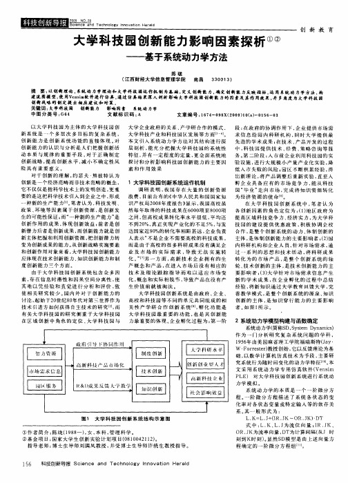 大学科技园创新能力影响因素探析——基于系统动力学方法