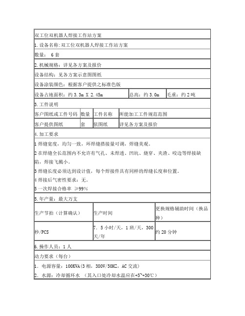 固定式双工位双机器人焊接工作站方案