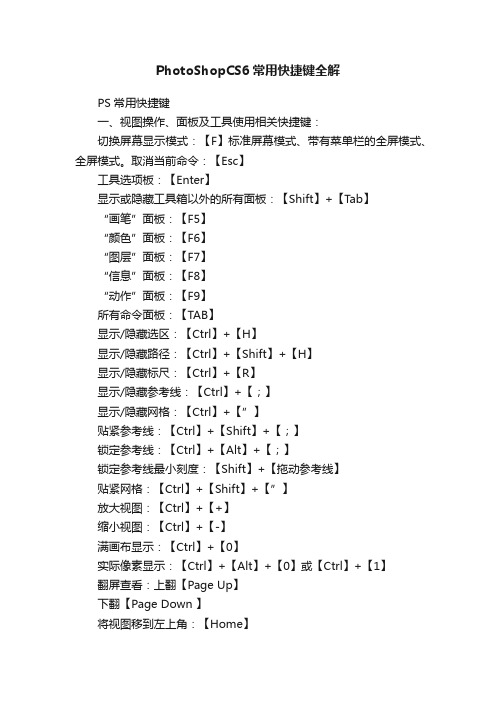 PhotoShopCS6常用快捷键全解