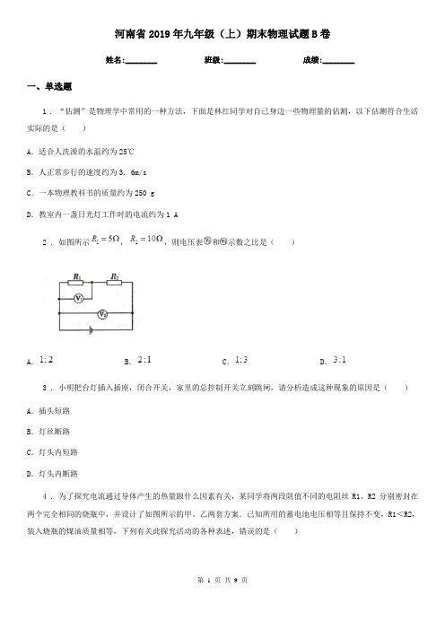河南省2019年九年级(上)期末物理试题B卷