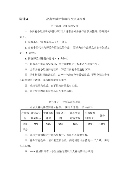 决赛答辩评审流程及评分标准