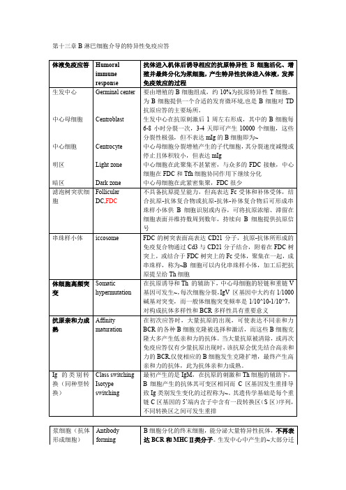 13 B淋巴细胞介导的特异性免疫应答