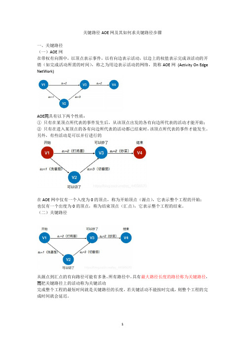 关键路径AOE网及其如何求关键路径步骤