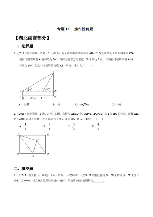 中考历届真题汇总(含解析答案)