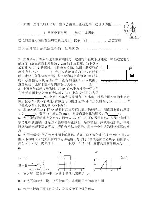 八年级物理下期经典易错题