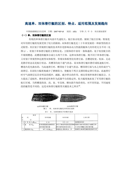 高速单、双体滑行艇