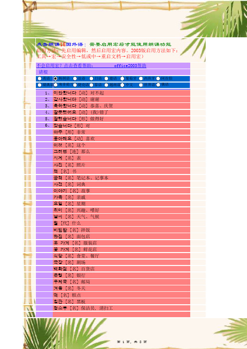 初级韩语单词175个必学,带发音功能免费下载