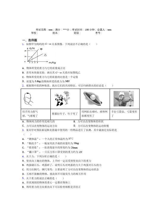 福建厦门一中人教版初中物理八年级下册第一章【力】经典测试(培优练)