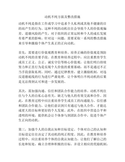 动机不纯方面及整改措施