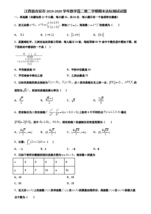 江西省吉安市2019-2020学年数学高二第二学期期末达标测试试题含解析