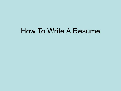 (英文简历课件)resume.ppt