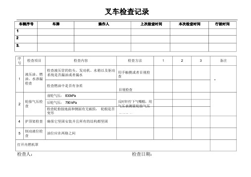 叉车定期安全检查表