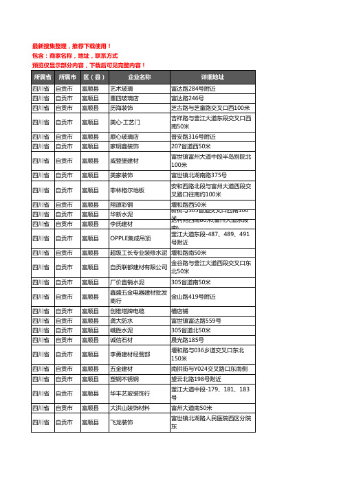 新版四川省自贡市富顺县建材企业公司商家户名录单联系方式地址大全373家