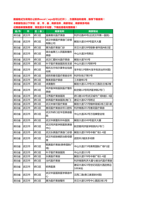 2020新版湖北省武汉市硚口区整形工商企业公司商家名录名单黄页联系电话号码地址大全34家