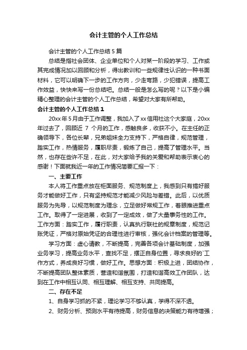 会计主管的个人工作总结5篇