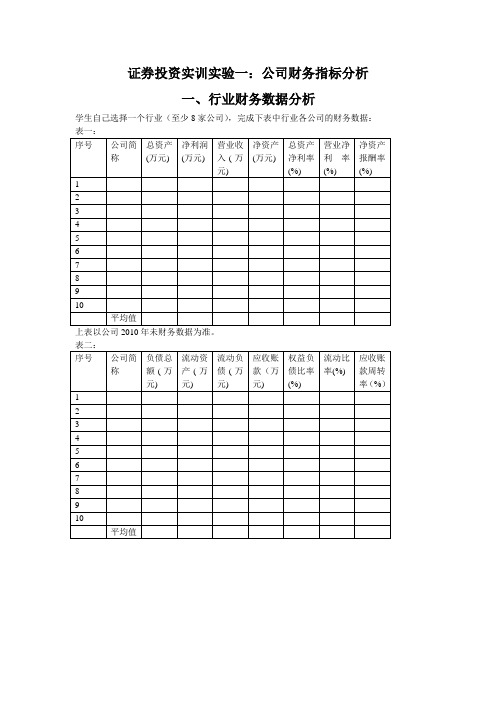 证券投资分析实验一