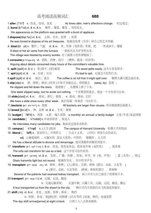 高考阅读高频词汇688个