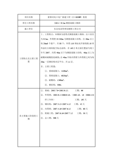 霍林河坑口电厂新建工程(2×600MW)机组烟囱工程施工总结