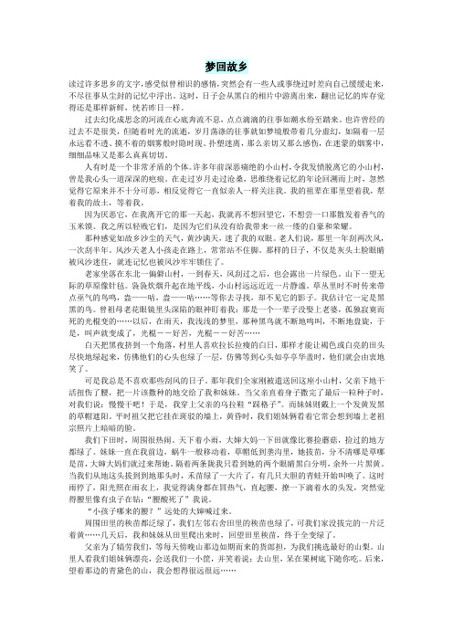 高中语文情感美文梦回故乡