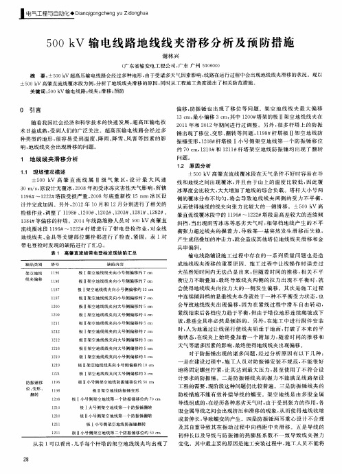 500kV输电线路地线线夹滑移分析及预防措施